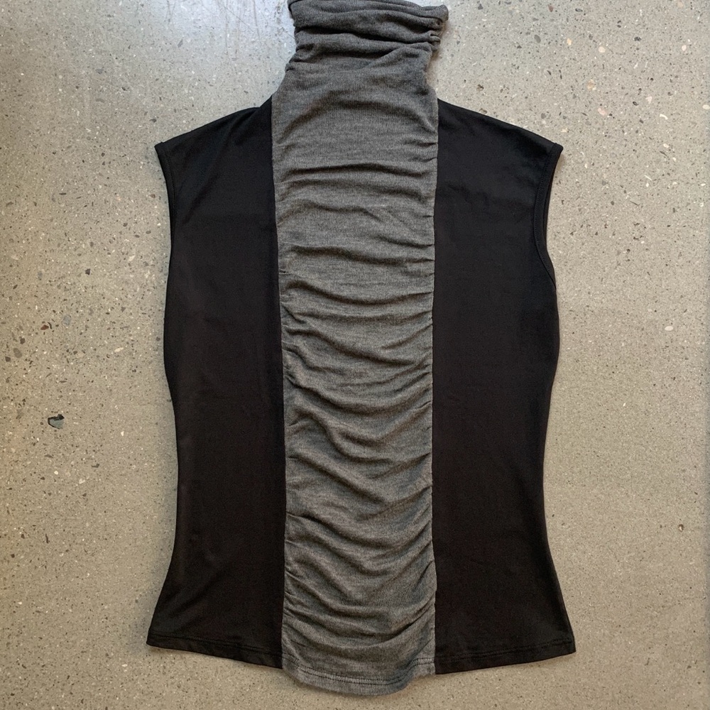 Save The Queen Vintage Gray and Black Ruched Tank Top